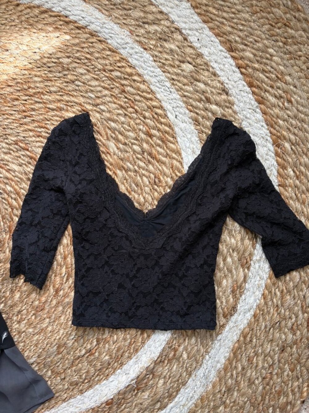 Urban Outfitters black lace v-neck top XS